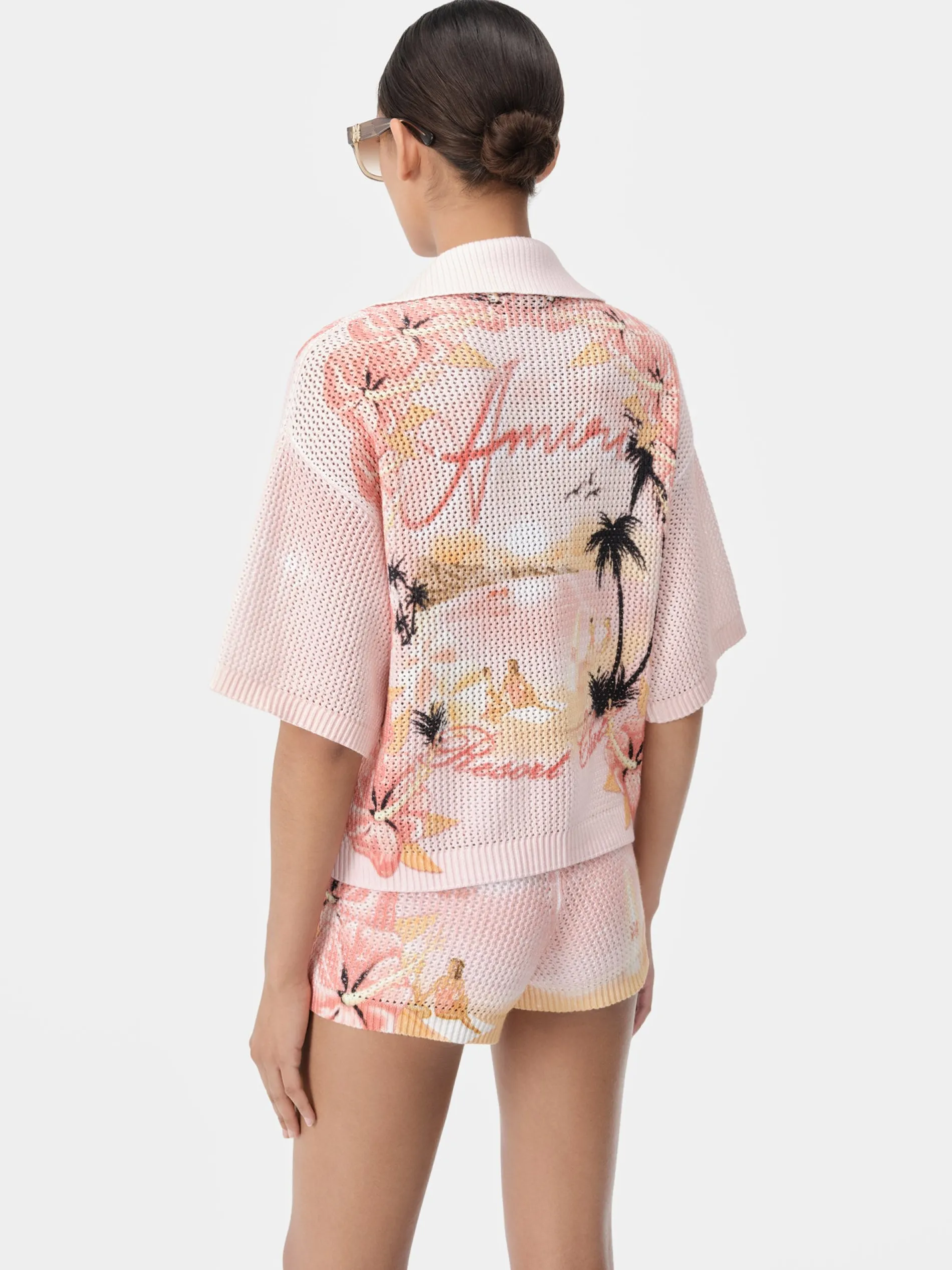 AMIRI Knitwear|Shirts<WOMEN'S PARADISE CROCHET POLO Rosewater