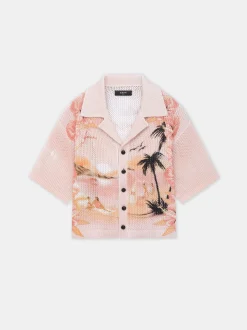 AMIRI Knitwear|Shirts<WOMEN'S PARADISE CROCHET POLO Rosewater