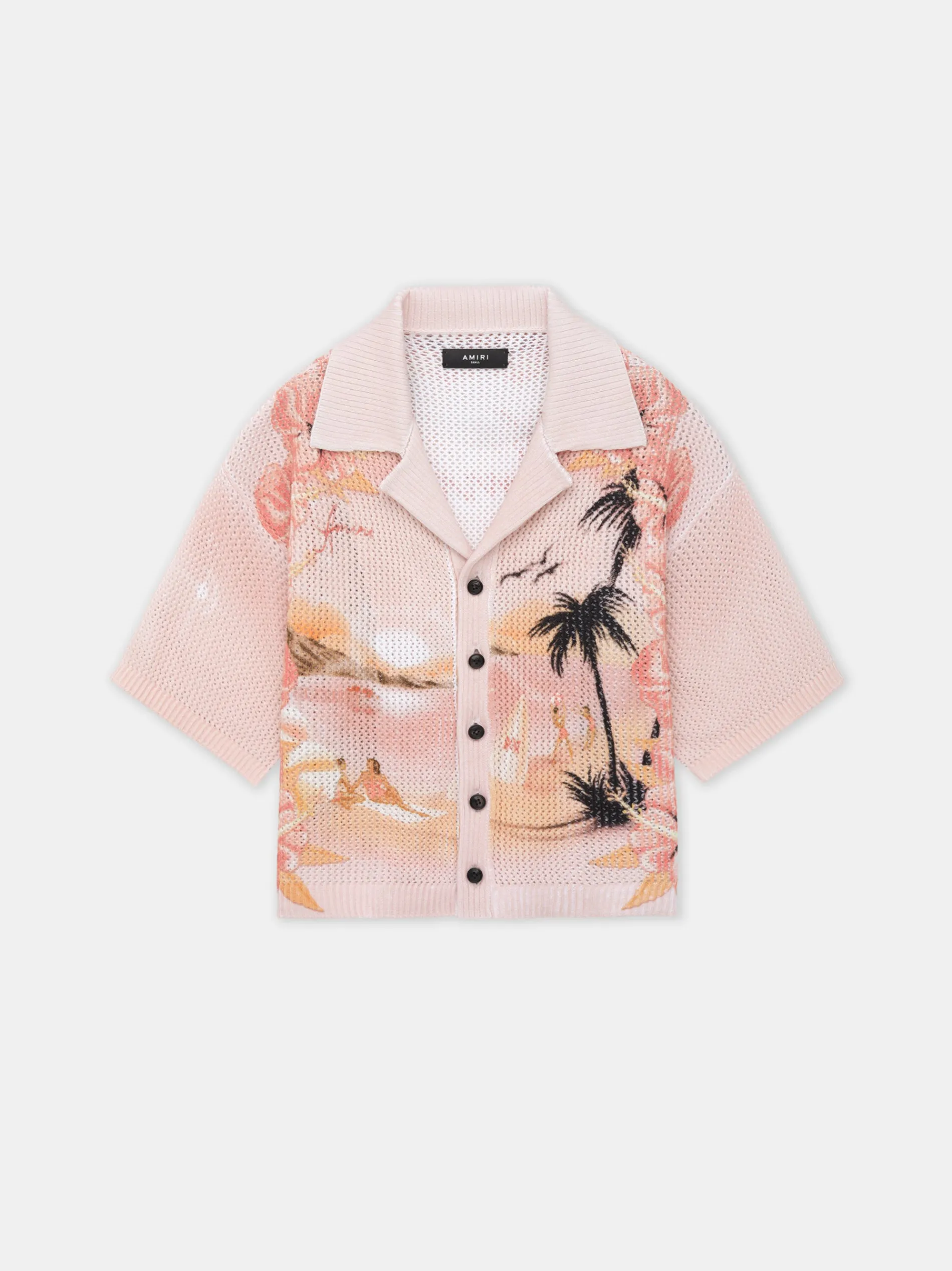 AMIRI Knitwear|Shirts<WOMEN'S PARADISE CROCHET POLO Rosewater