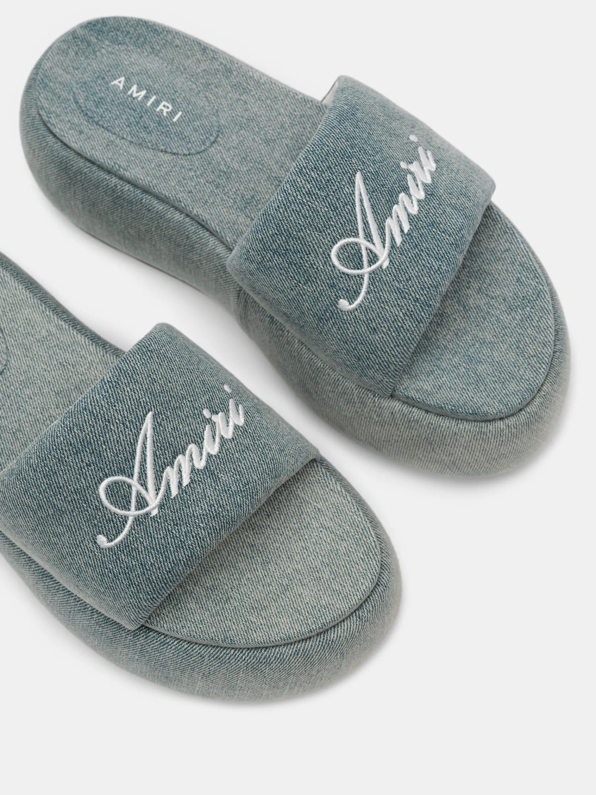 AMIRI Sandals|Sandals<WOMEN'S PLATFORM DENIM SANDAL WASHED INDIGO