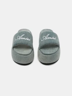 AMIRI Sandals|Sandals<WOMEN'S PLATFORM DENIM SANDAL WASHED INDIGO
