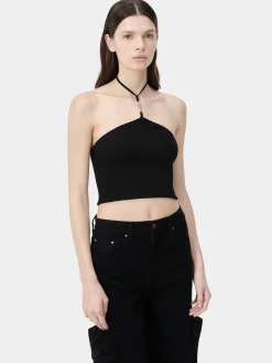 AMIRI Knitwear<WOMEN'S STACKED HALTER TOP BLACK