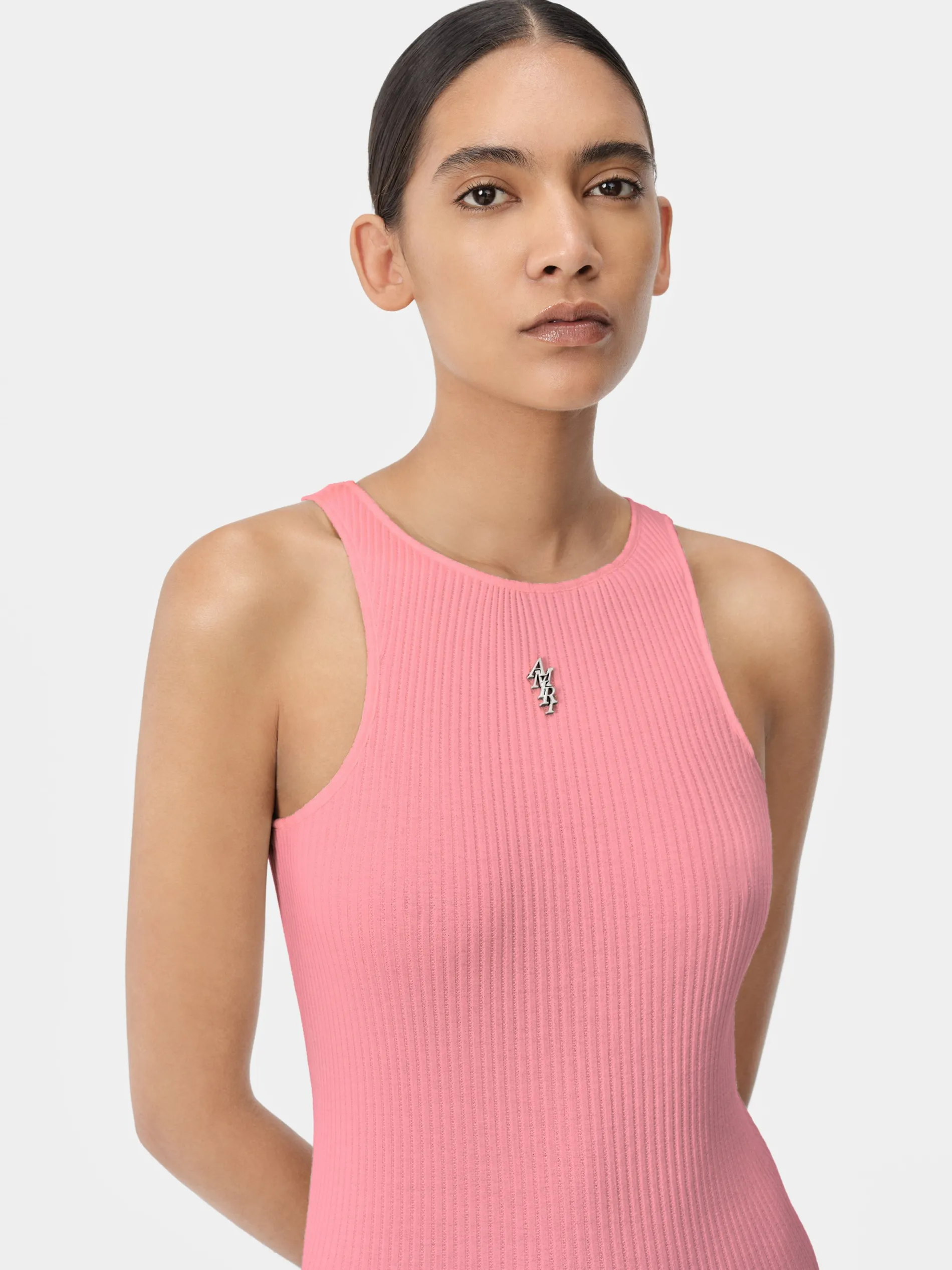 AMIRI Knitwear|Dresses<WOMEN'S STACKED MAXI DRESS Flamingo Pink