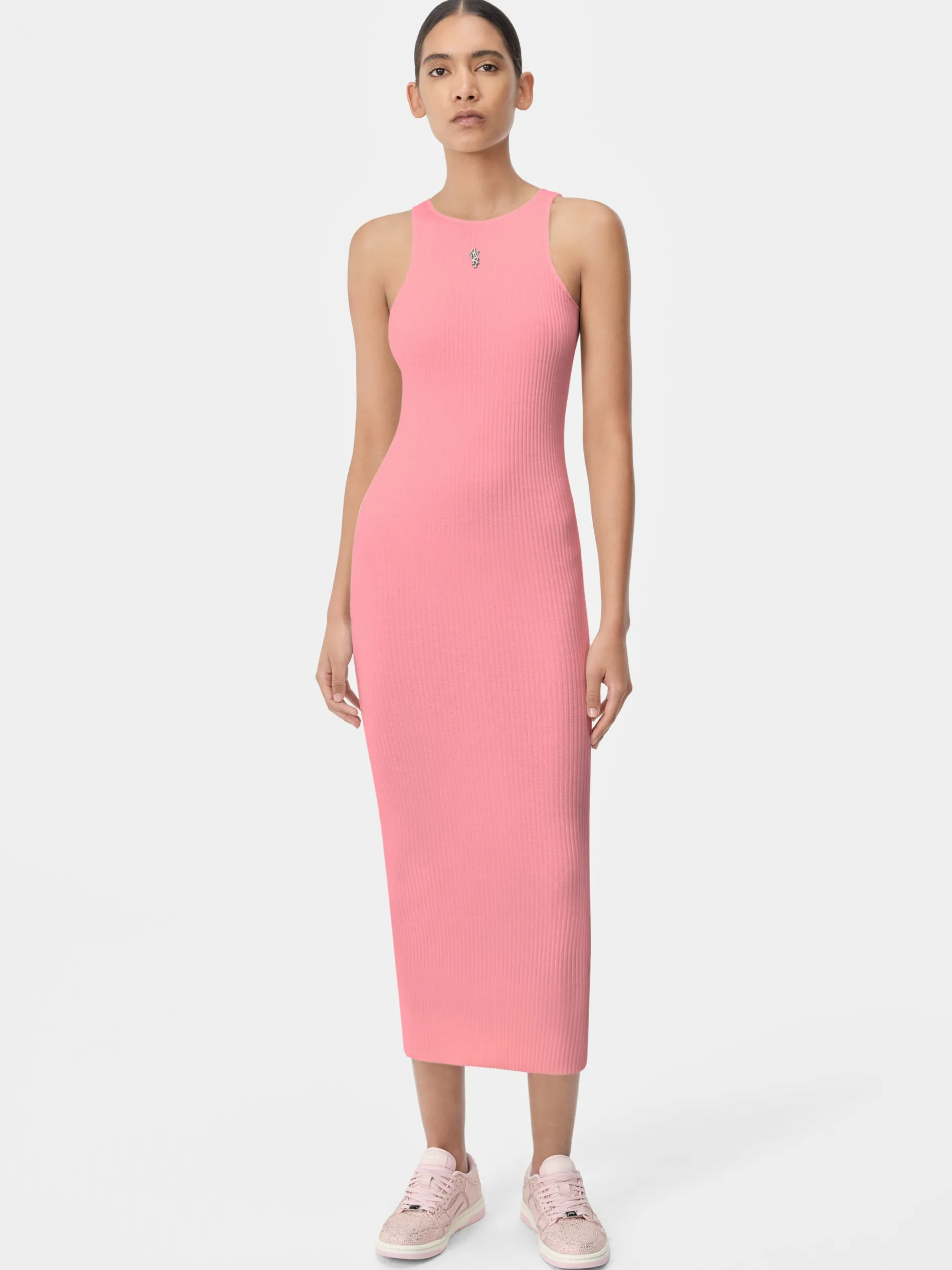 AMIRI Knitwear|Dresses<WOMEN'S STACKED MAXI DRESS Flamingo Pink