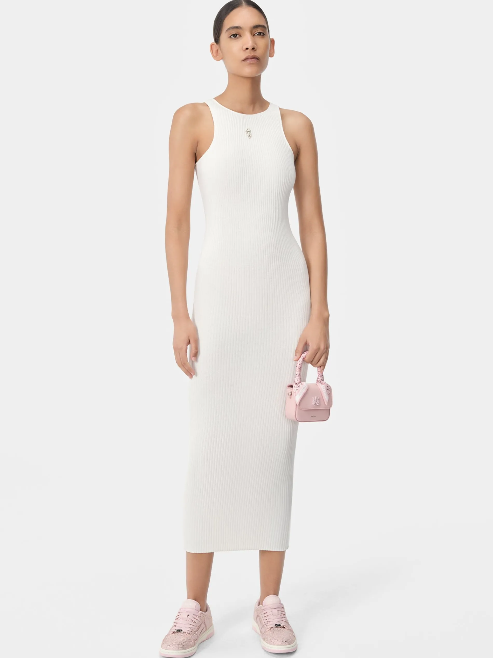AMIRI Dresses|Knitwear<WOMEN'S STACKED MAXI DRESS Alabaster