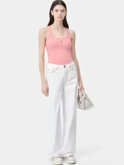 AMIRI Jersey|Tees<WOMEN'S STACKED RIBBED TANK Flamingo Pink