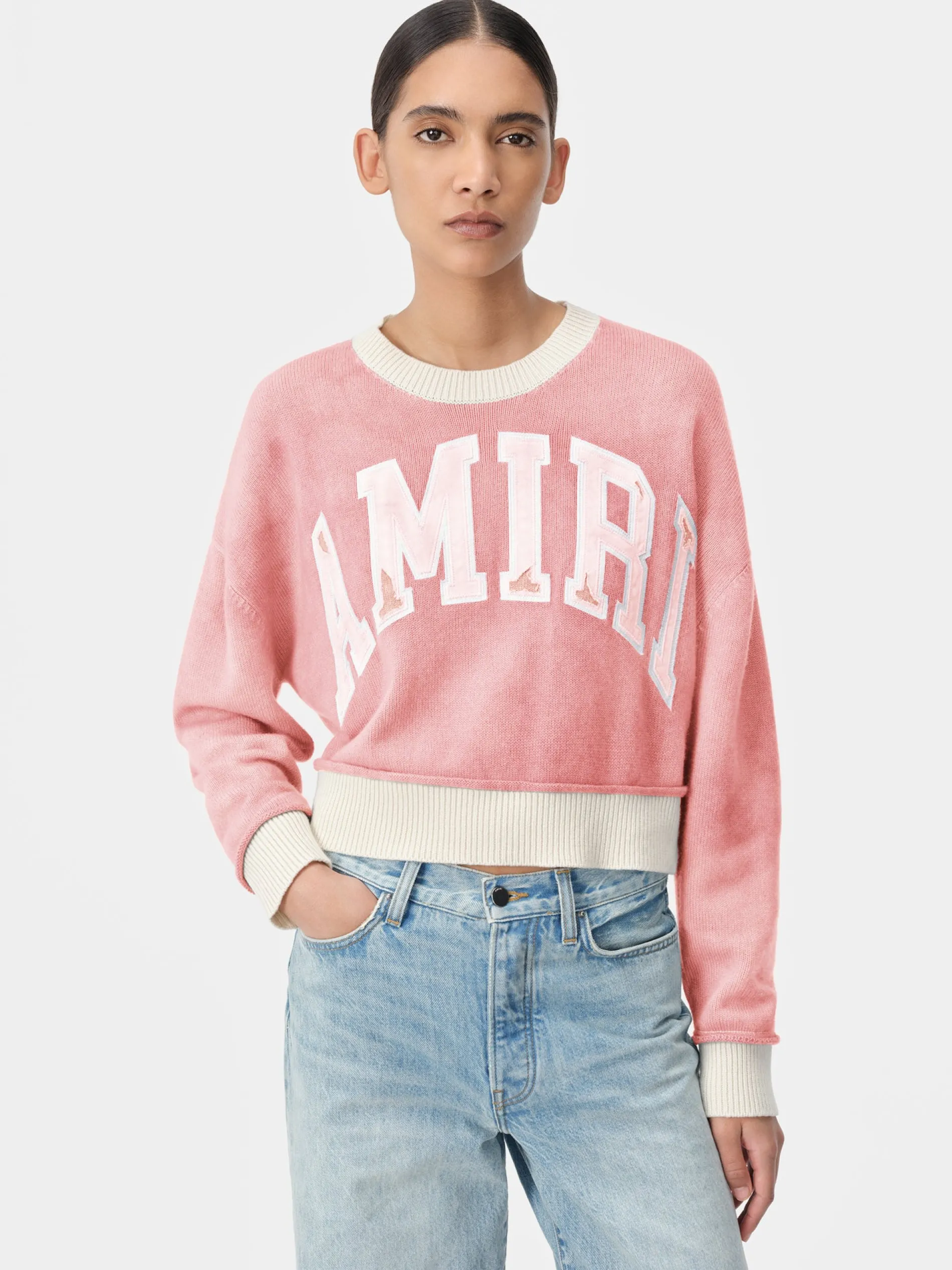 AMIRI Knitwear|Sweatshirts<WOMEN'S VINTAGE CASHMERE CREW Flamingo Pink