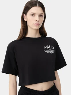 AMIRI Jersey|Tees<WOMEN'S ARTS DISTRICT CROPPED TEE BLACK