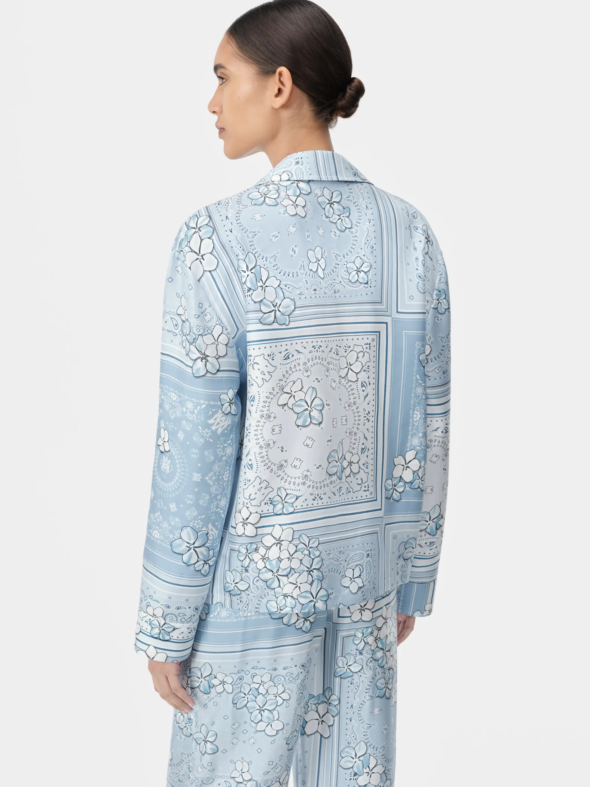 AMIRI Shirts<WOMEN'S BANDANA FLORAL PJ SHIRT Cerulean
