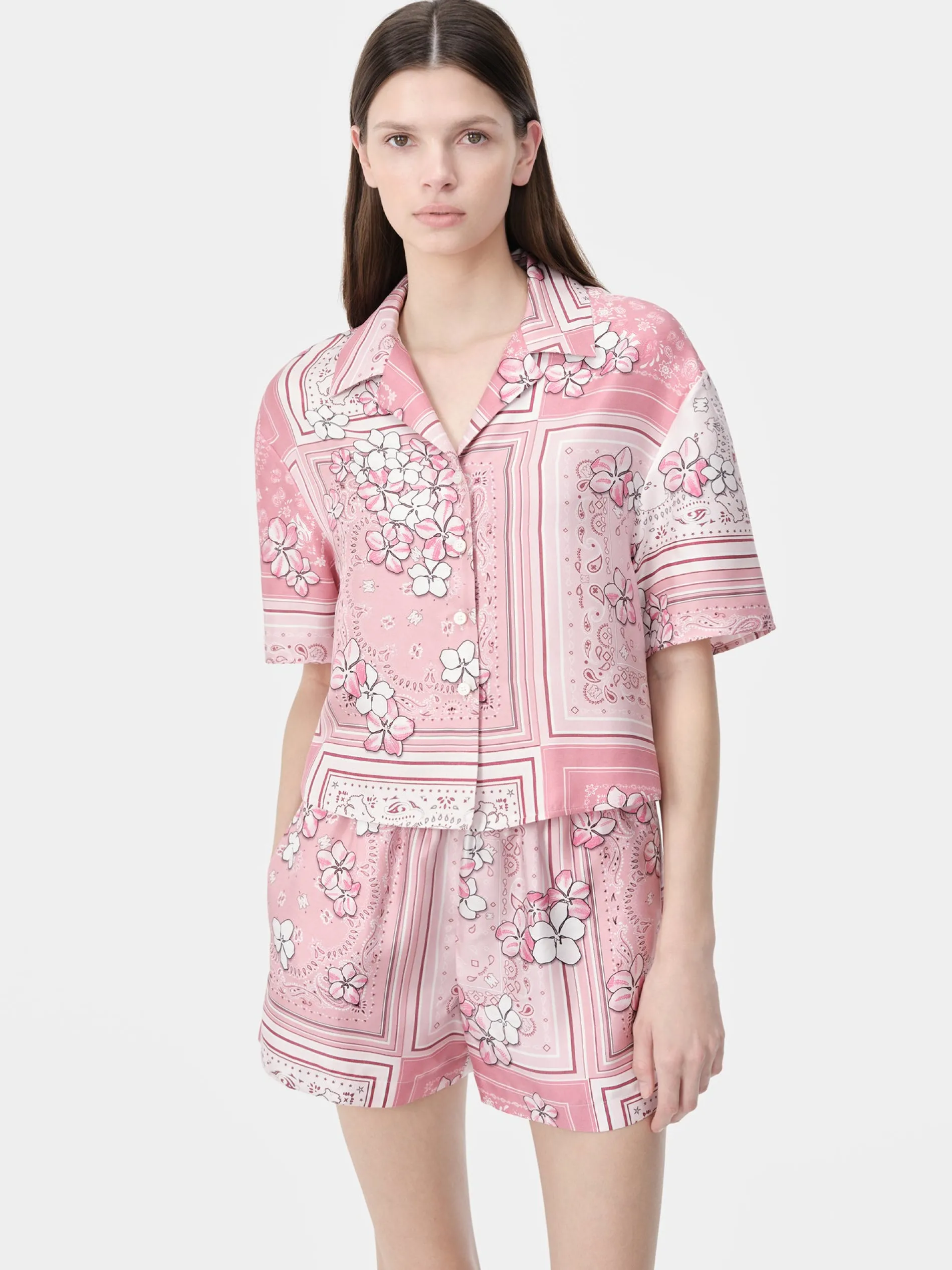 AMIRI Shirts<WOMEN'S BANDANA FLORAL SHIRT Flamingo Pink