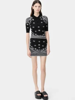 AMIRI Knitwear<WOMEN'S BANDANA MINI SKIRT BLACK