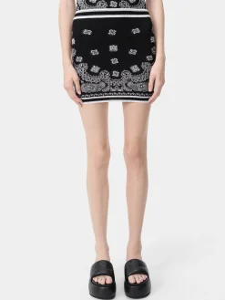 AMIRI Knitwear<WOMEN'S BANDANA MINI SKIRT BLACK