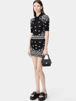AMIRI Knitwear|Shirts<WOMEN'S BANDANA POLO BLACK