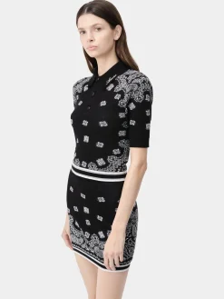 AMIRI Knitwear|Shirts<WOMEN'S BANDANA POLO BLACK