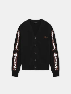 AMIRI Knitwear<WOMEN'S BONES CARDIGAN BLACK