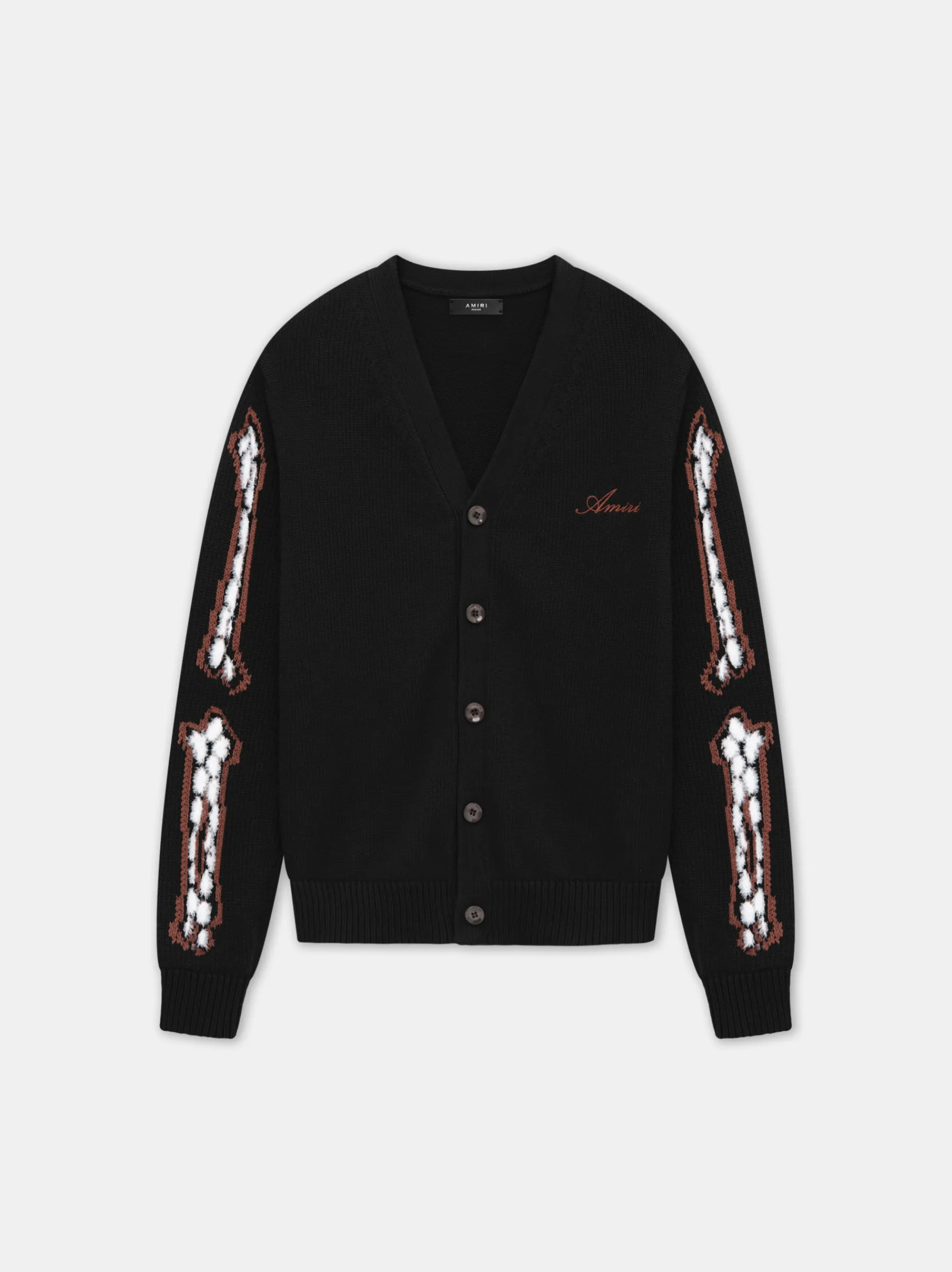 AMIRI Knitwear<WOMEN'S BONES CARDIGAN BLACK