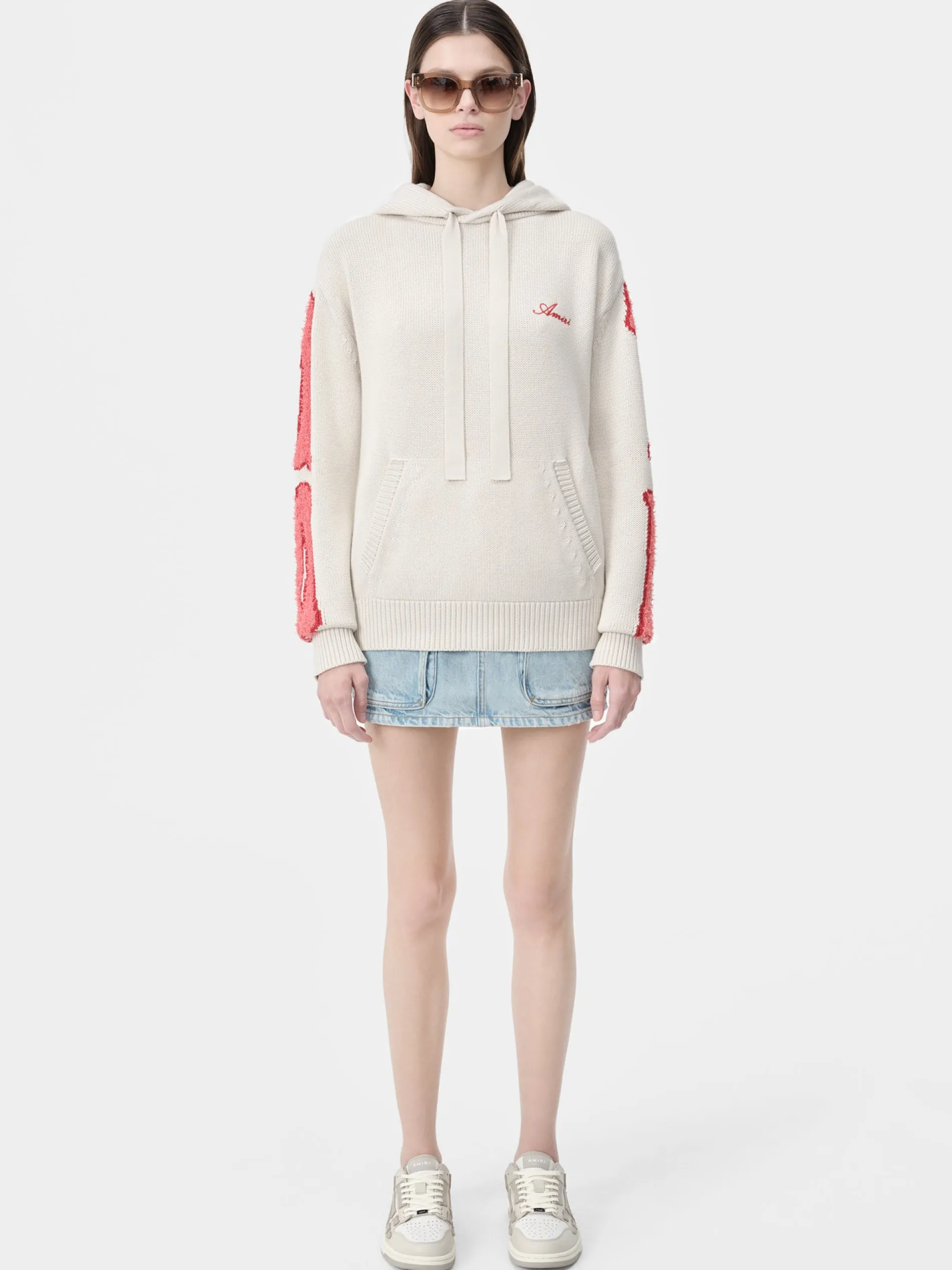 AMIRI Knitwear<WOMEN'S BONES HOODIE Alabaster