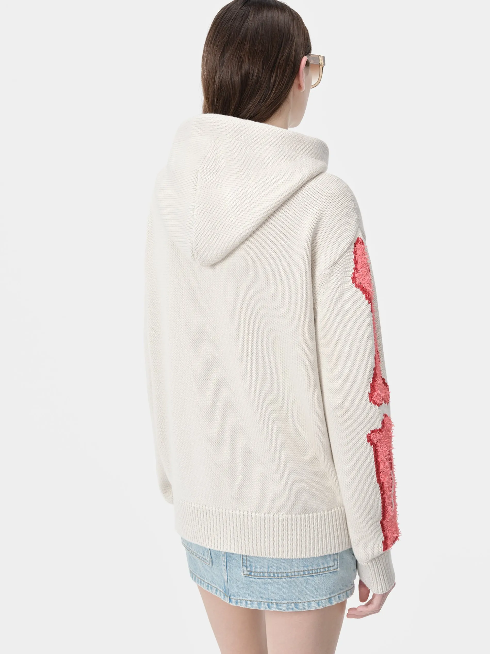 AMIRI Knitwear<WOMEN'S BONES HOODIE Alabaster