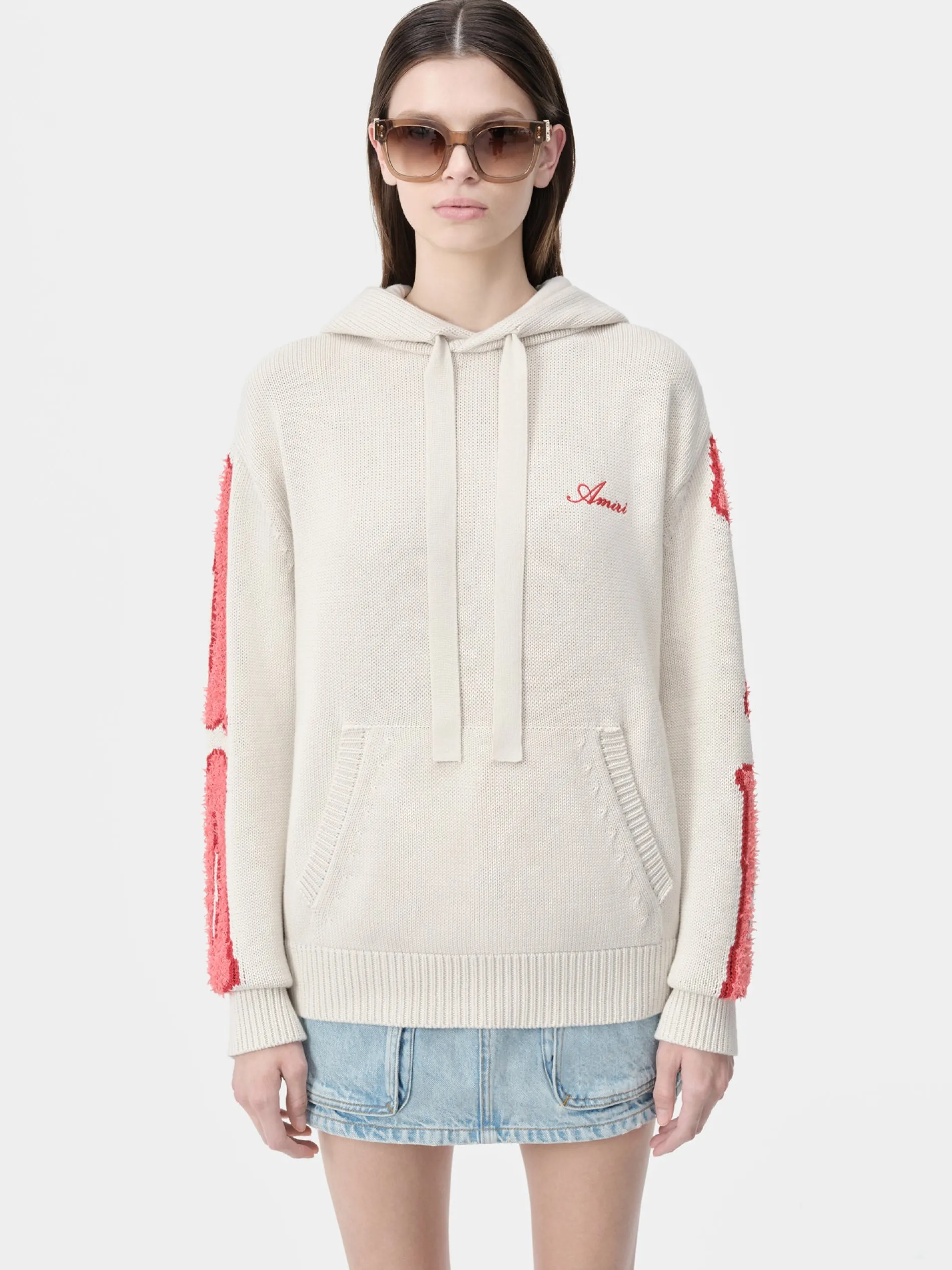 AMIRI Knitwear<WOMEN'S BONES HOODIE Alabaster