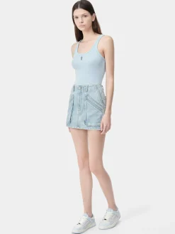 AMIRI Denim<WOMEN'S CARGO SKIRT Light Indigo