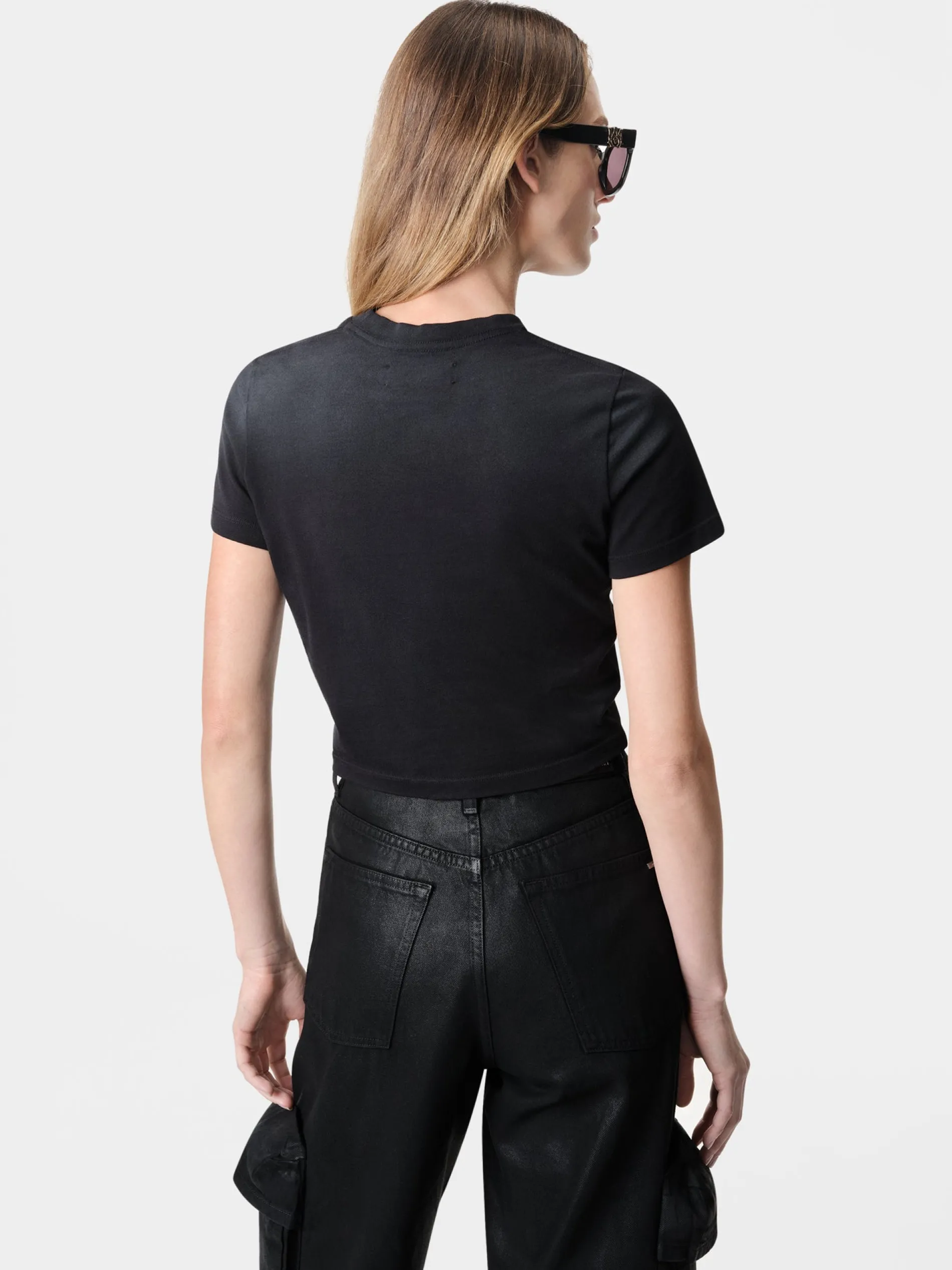 AMIRI Jersey|Tees<WOMEN'S HOLLYWOOD BABY TEE FADED BLACK