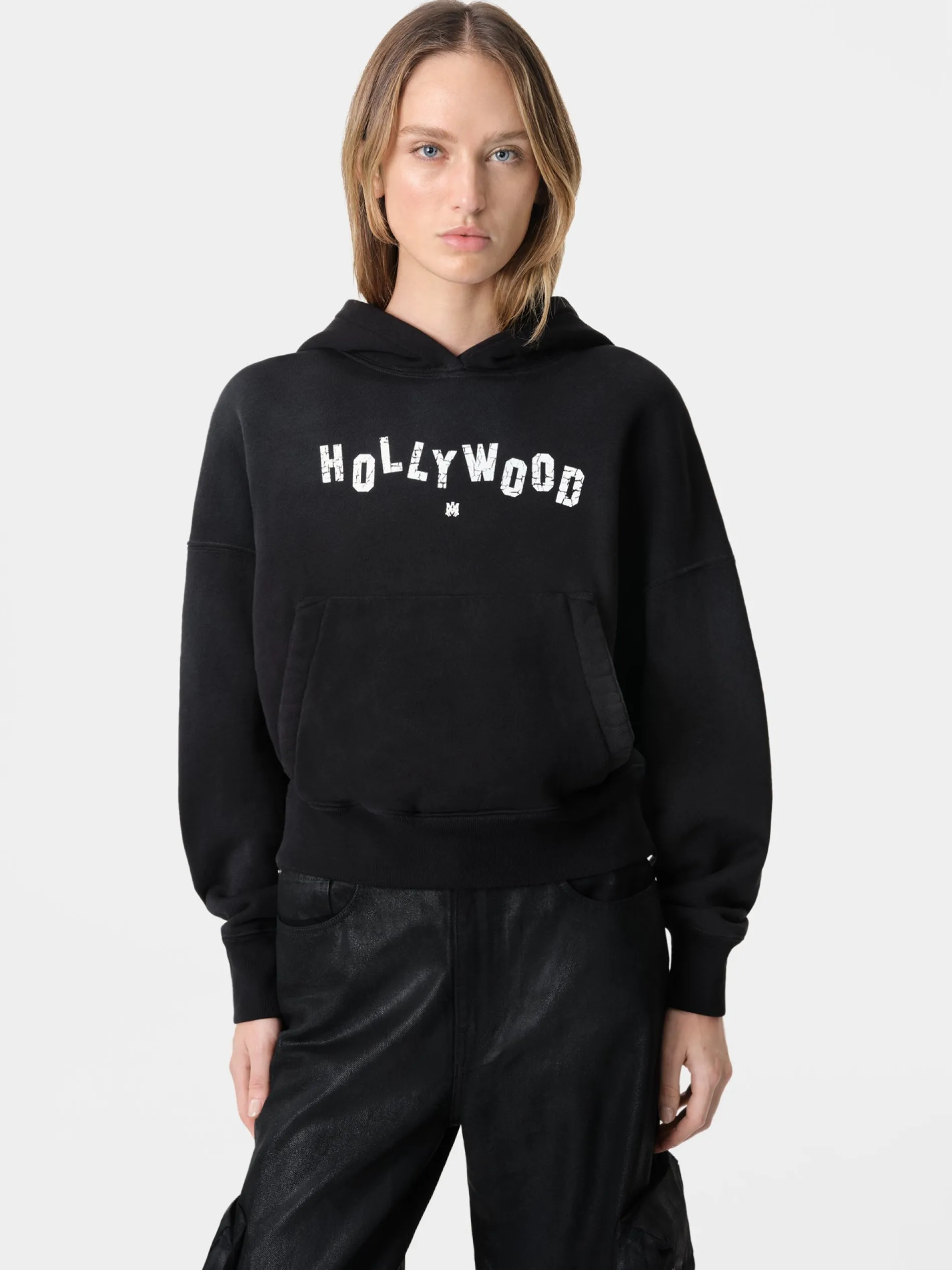 AMIRI Sweatshirts|Jersey<WOMEN'S HOLLYWOOD HOODIE FADED BLACK
