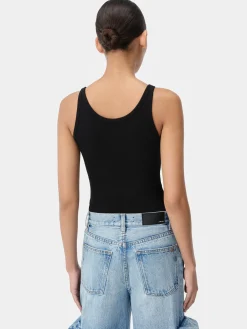 AMIRI Jersey|Tees<WOMEN'S MA EMBROIDERED RIBBED TANK BLACK