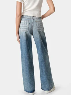 AMIRI Denim<WOMEN'S MA QUAD HIGH RISE WIDE JEAN CLASSIC MID INDIGO