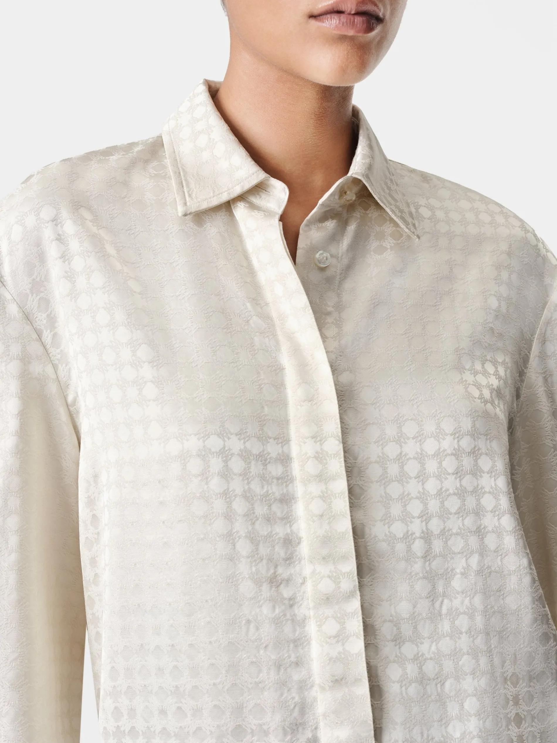 AMIRI Shirts<WOMEN'S MA QUAD LONG SLEEVE SHIRT Alabaster