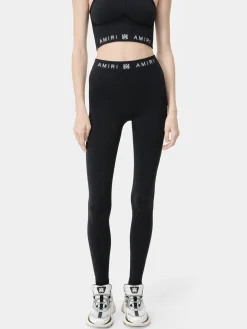 AMIRI Activewear<WOMEN'S MA RIBBED SEAMLESS LEGGING BLACK