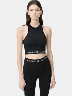 AMIRI Activewear<WOMEN'S MA RIBBED SEAMLESS TANK TOP BLACK