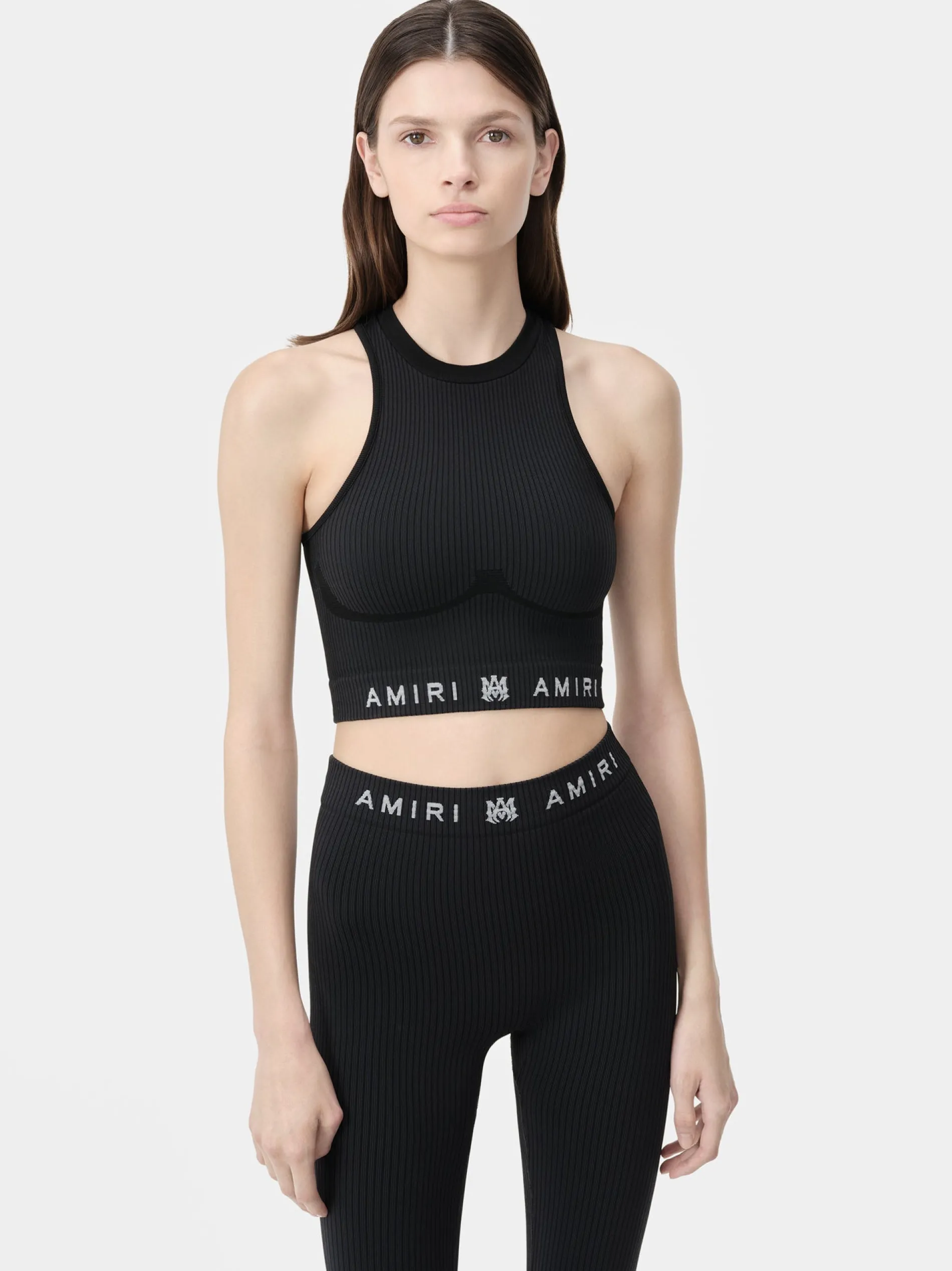 AMIRI Activewear<WOMEN'S MA RIBBED SEAMLESS TANK TOP BLACK