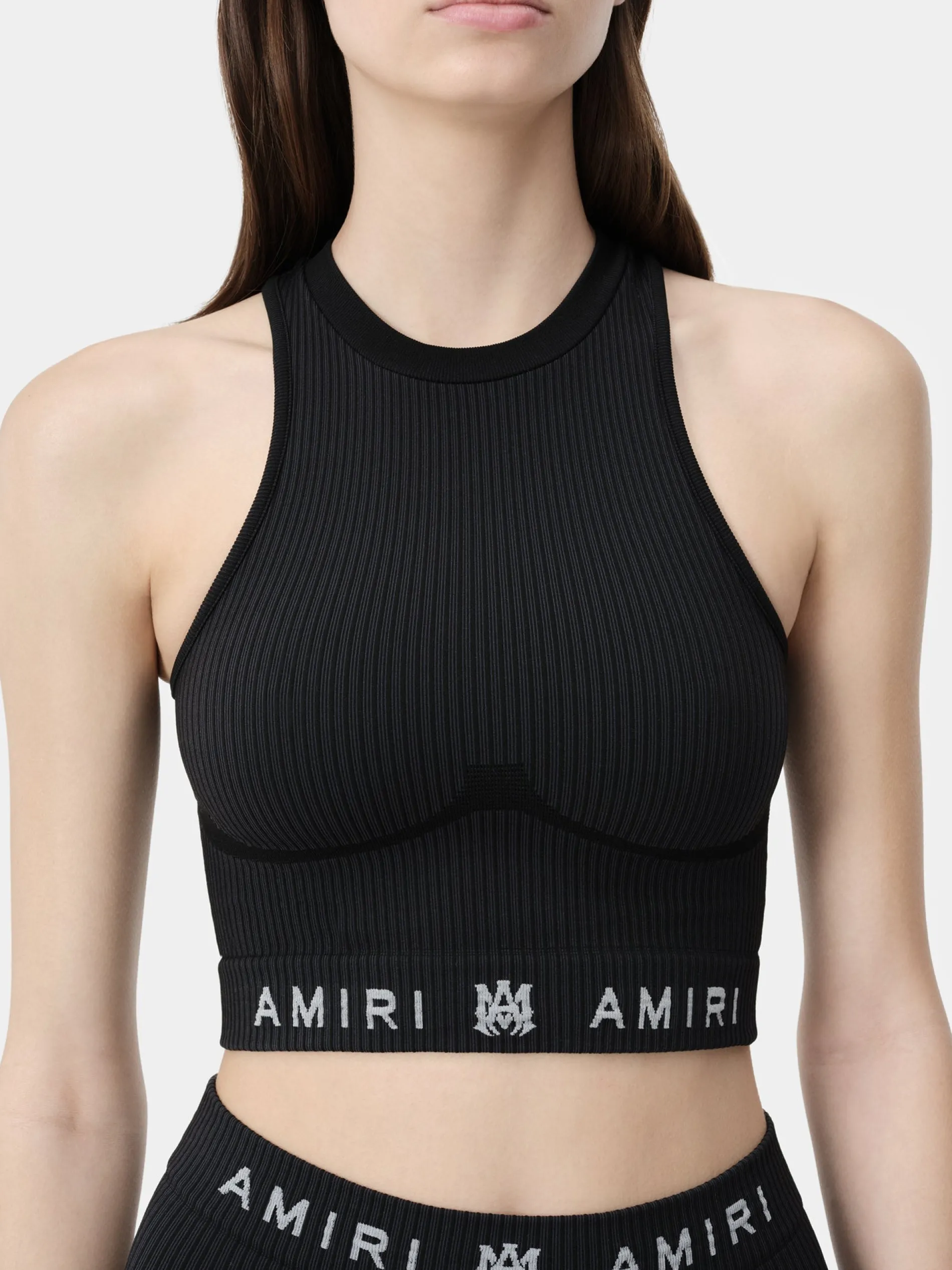 AMIRI Activewear<WOMEN'S MA RIBBED SEAMLESS TANK TOP BLACK