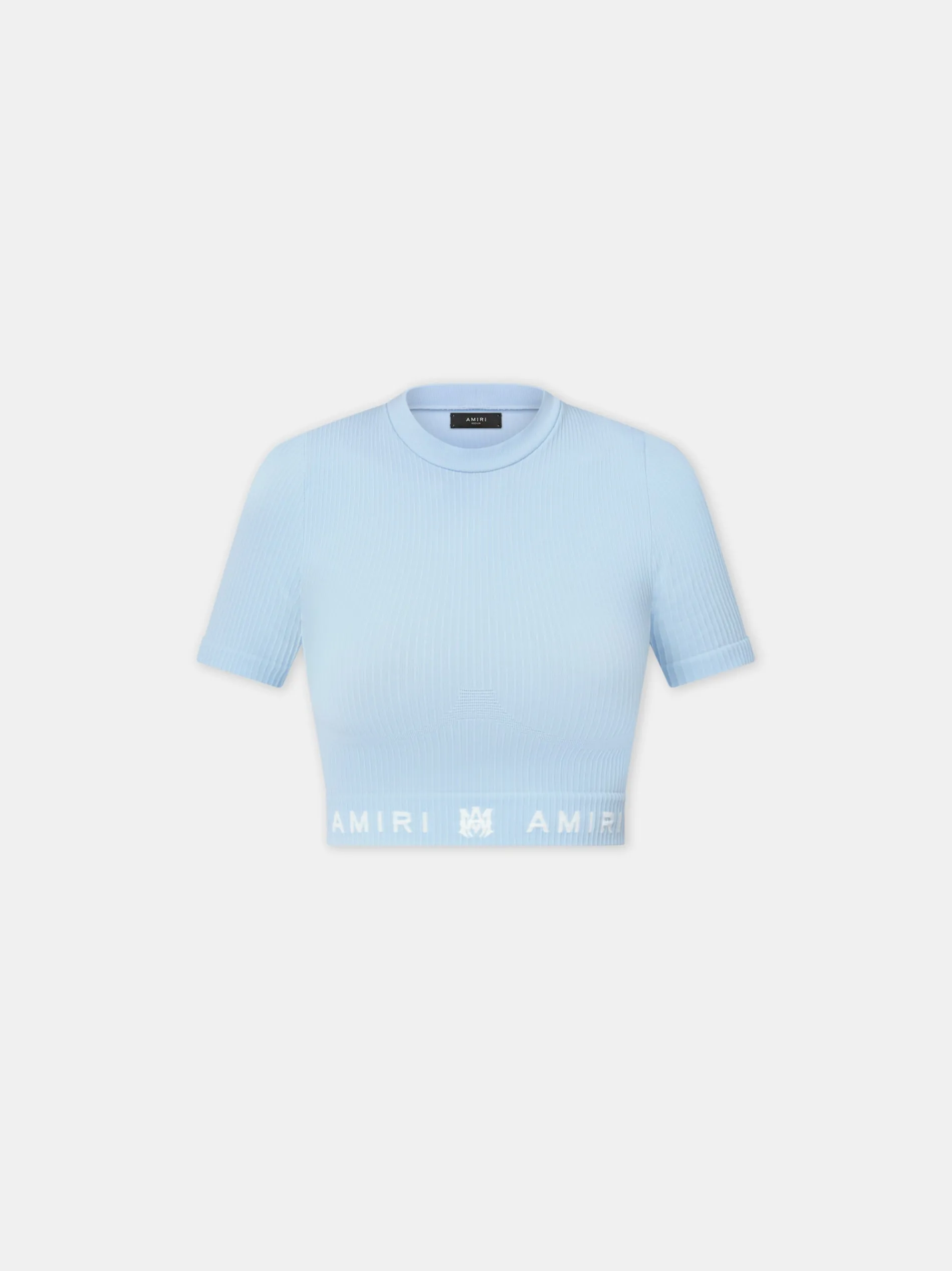 AMIRI Activewear<WOMEN'S MA RIBBED SEAMLESS S/S TOP Cerulean