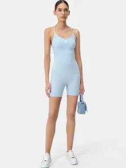 AMIRI Activewear<WOMEN'S MA RIBBED SEAMLESS ROMPER Cerulean