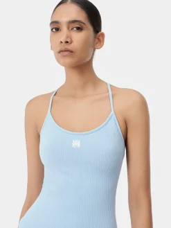 AMIRI Activewear<WOMEN'S MA RIBBED SEAMLESS ROMPER Cerulean