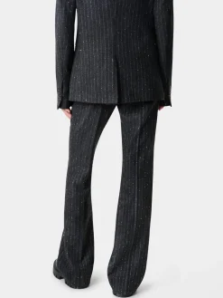 AMIRI Pants<WOMEN'S SEQUIN PINSTRIPE KICK FLARE Dark Grey