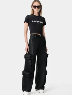 AMIRI Denim<WOMEN'S WAXED BAGGY CARGO JEAN BLACK