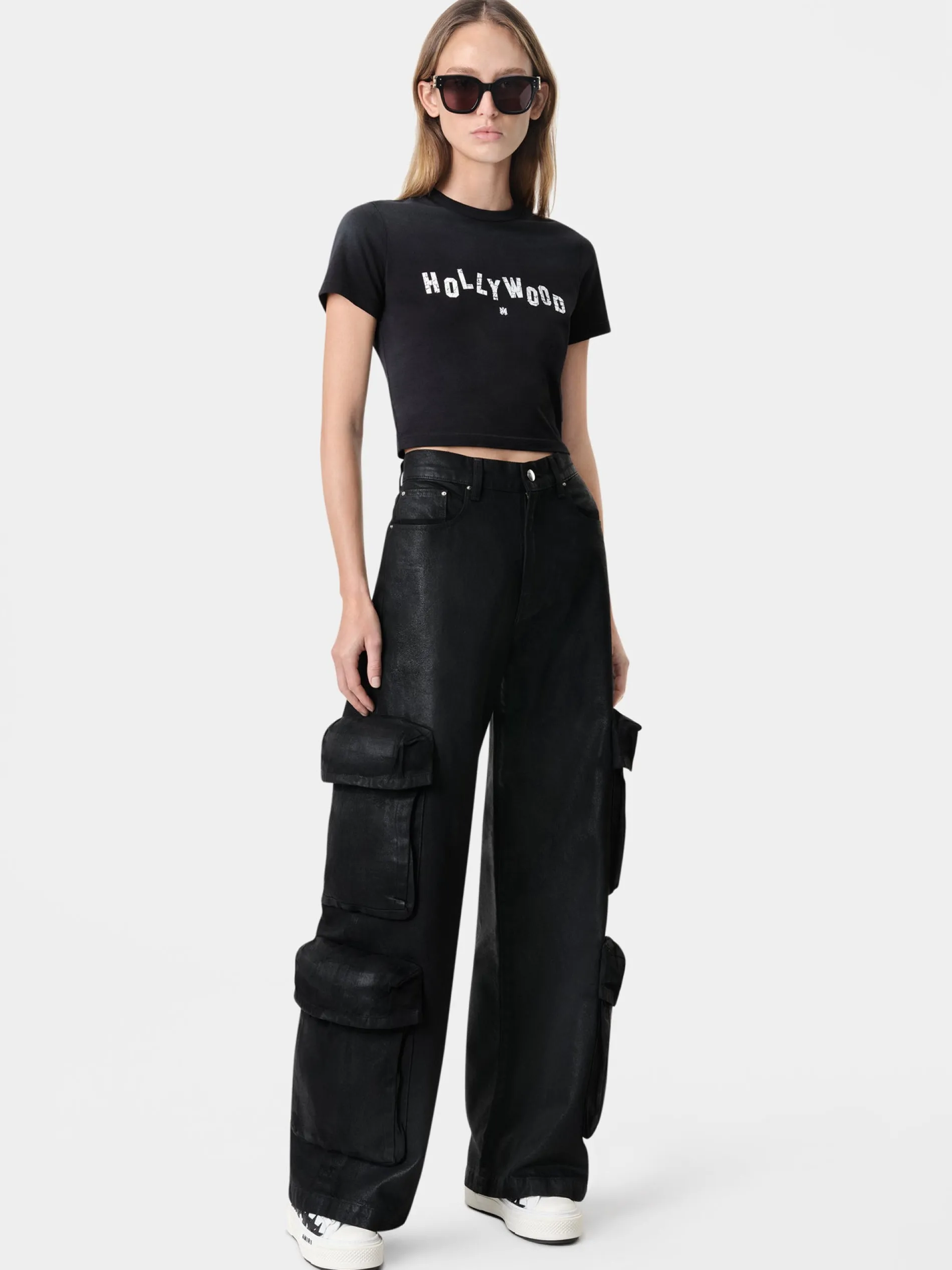 AMIRI Denim<WOMEN'S WAXED BAGGY CARGO JEAN BLACK