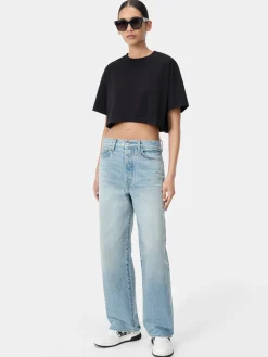 AMIRI Pants|Denim<WOMEN'S WIDE STRAIGHT JEAN True Blue