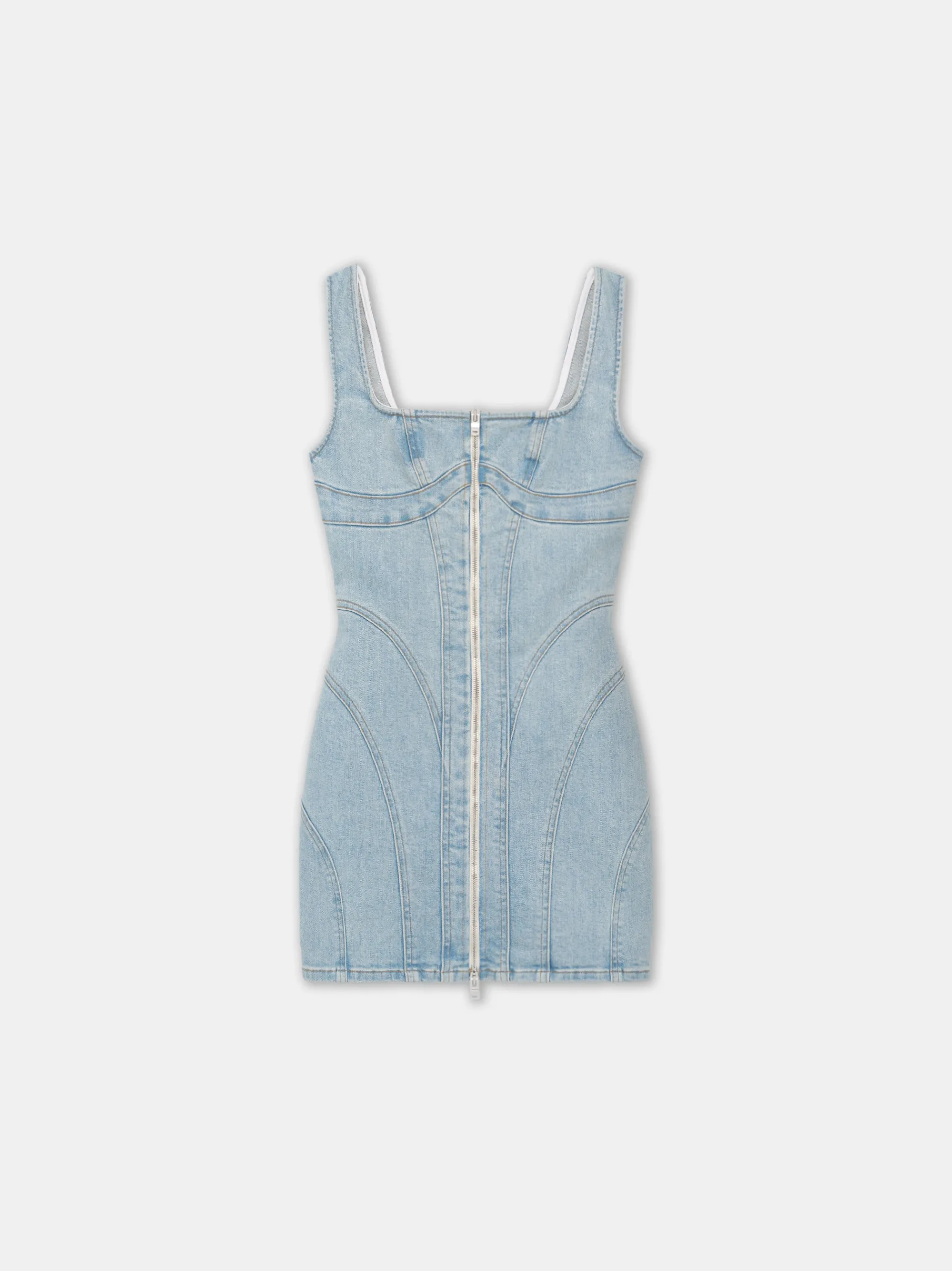 AMIRI Dresses|Denim<WOMEN'S ZIP CORSET DRESS Light Indigo